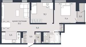 2-к квартира, вторичка, 68м2, 15/18 этаж