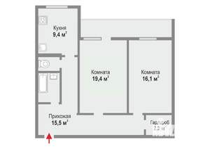 2-к квартира, вторичка, 68м2, 14/16 этаж