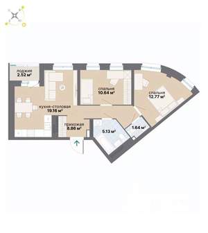 2-к квартира, вторичка, 61м2, 24/26 этаж