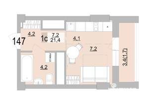 Студия квартира, вторичка, 21м2, 20/24 этаж