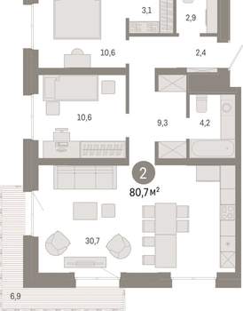 2-к квартира, вторичка, 81м2, 6/24 этаж