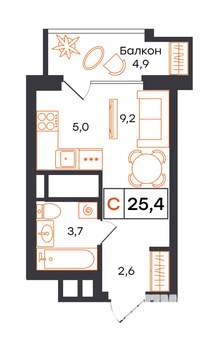 Студия квартира, вторичка, 25м2, 11/21 этаж