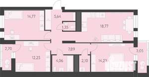3-к квартира, вторичка, 83м2, 6/16 этаж