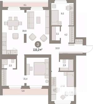 3-к квартира, вторичка, 115м2, 8/9 этаж