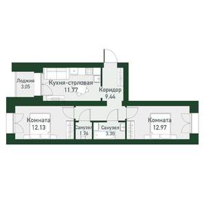 2-к квартира, вторичка, 54м2, 3/4 этаж