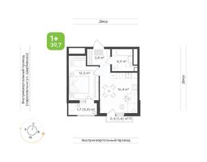 1-к квартира, вторичка, 40м2, 17/24 этаж