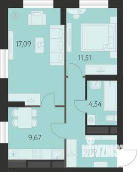 2-к квартира, вторичка, 52м2, 3/31 этаж