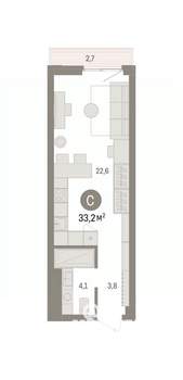 Студия квартира, вторичка, 33м2, 10/25 этаж