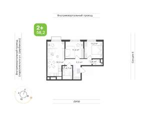 2-к квартира, вторичка, 58м2, 22/24 этаж