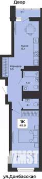 1-к квартира, строящийся дом, 49м2, 8/25 этаж