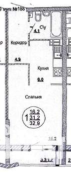 Студия квартира, вторичка, 31м2, 7/16 этаж