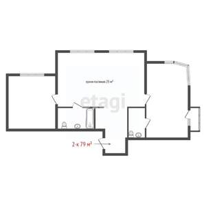 2-к квартира, вторичка, 79м2, 3/8 этаж