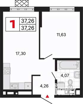 1-к квартира, вторичка, 37м2, 14/30 этаж