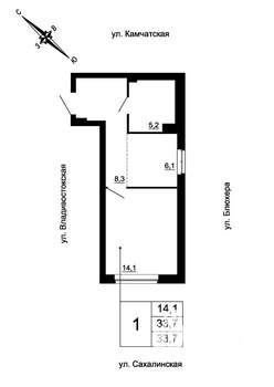 Студия квартира, вторичка, 34м2, 2/24 этаж
