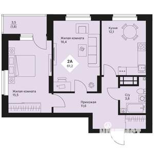 2-к квартира, вторичка, 61м2, 11/25 этаж