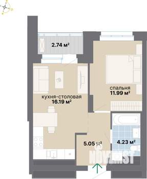 1-к квартира, вторичка, 40м2, 17/25 этаж