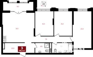 3-к квартира, вторичка, 118м2, 18/32 этаж