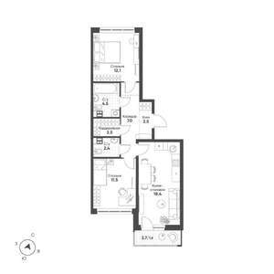 2-к квартира, строящийся дом, 63м2, 10/15 этаж