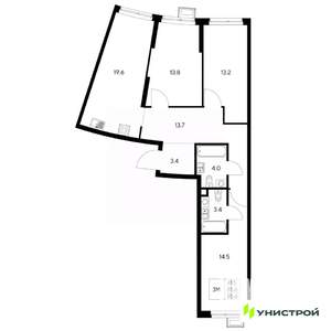 3-к квартира, вторичка, 86м2, 3/31 этаж