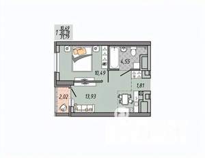 1-к квартира, строящийся дом, 32м2, 21/31 этаж