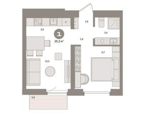 1-к квартира, вторичка, 35м2, 6/24 этаж