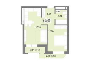 1-к квартира, вторичка, 41м2, 18/22 этаж