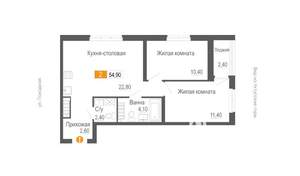 2-к квартира, вторичка, 55м2, 16/26 этаж