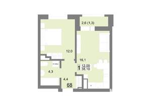 1-к квартира, вторичка, 38м2, 9/26 этаж