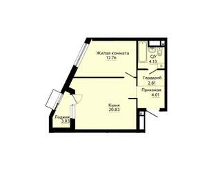 1-к квартира, вторичка, 46м2, 3/30 этаж