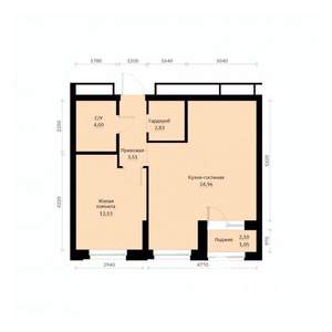 1-к квартира, строящийся дом, 48м2, 9/30 этаж