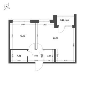 1-к квартира, вторичка, 50м2, 3/15 этаж