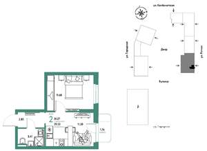 2-к квартира, строящийся дом, 31м2, 6/24 этаж