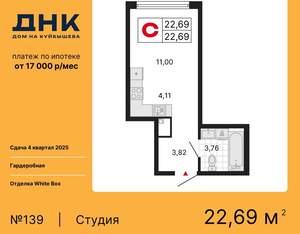 Студия квартира, вторичка, 23м2, 13/25 этаж