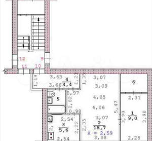 2-к квартира, вторичка, 44м2, 1/2 этаж