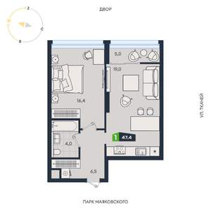 1-к квартира, вторичка, 47м2, 2/31 этаж