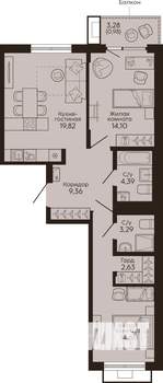 2-к квартира, вторичка, 69м2, 5/18 этаж