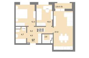 2-к квартира, вторичка, 62м2, 12/26 этаж
