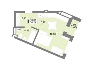 Студия квартира, строящийся дом, 30м2, 5/22 этаж