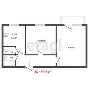 2-к квартира, вторичка, 45м2, 9/9 этаж