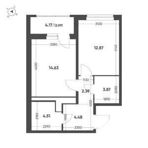 1-к квартира, вторичка, 45м2, 15/15 этаж