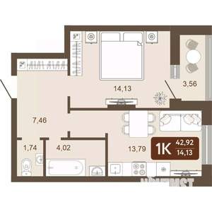 1-к квартира, вторичка, 43м2, 21/24 этаж