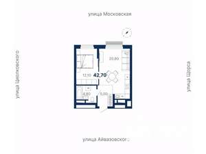 1-к квартира, вторичка, 43м2, 21/30 этаж