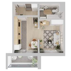 1-к квартира, строящийся дом, 34м2, 7/10 этаж