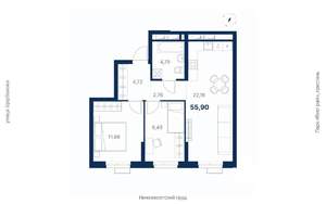 2-к квартира, вторичка, 56м2, 11/26 этаж