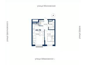 1-к квартира, вторичка, 43м2, 17/30 этаж