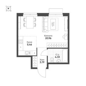 Студия квартира, строящийся дом, 35м2, 3/25 этаж