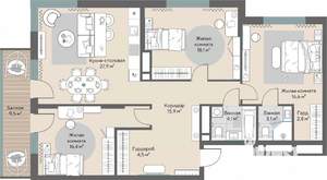 3-к квартира, строящийся дом, 112м2, 3/28 этаж