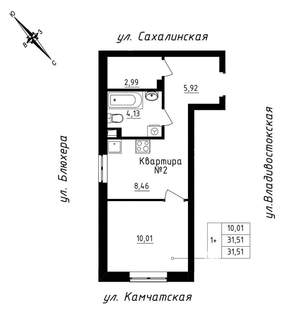 Студия квартира, строящийся дом, 32м2, 1/25 этаж