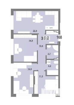 3-к квартира, вторичка, 82м2, 2/25 этаж