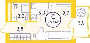 Студия квартира, вторичка, 23м2, 7/9 этаж
